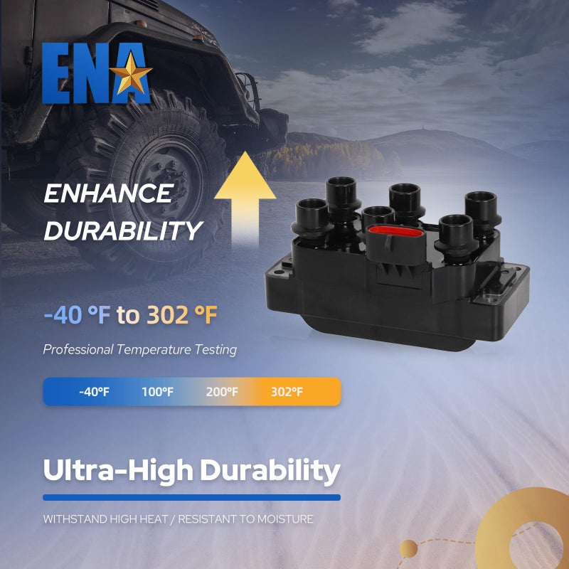 ENA Ignition Coil Pack Compatible with Ford Mazda Mercury F150 E150 E250 Econoline Mustang Ranger Taurus Windstar B3000 Cougar Mystique Sable Thunderbird 3.0L 3.8L 4.2L V6 Replacement For FD488 C901 - Image 5
